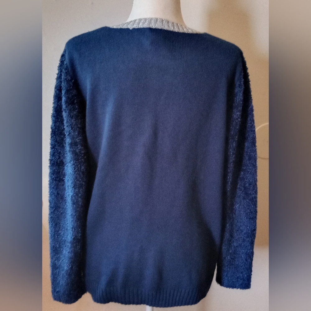 Holiday Time Navy Blue Penguin Print Chilln Sweater Women's Size XL - Picture 7 of 10